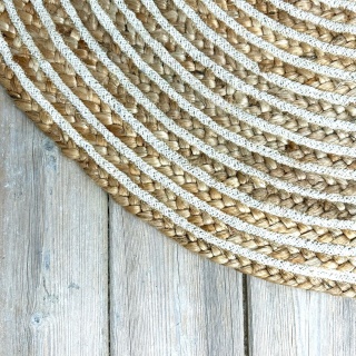 Large Round Natural 100% Braided Jute and Cotton Rug  3 Sizes Fair Trade GoodWeave